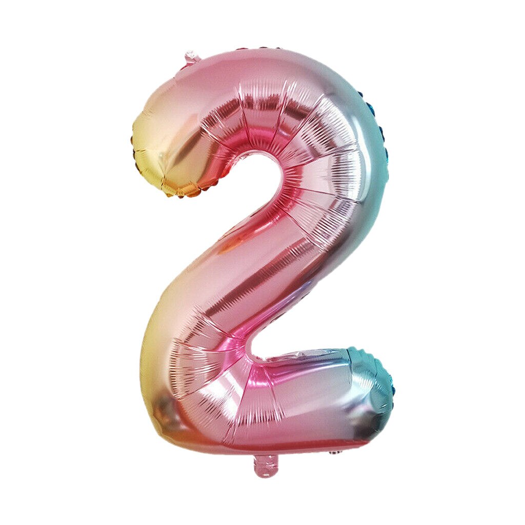 40 Inch Rainbow Gradient Number 0-9 Foil Digital Balloons For Birthday Party Helium Ballon Wedding Decoration: C