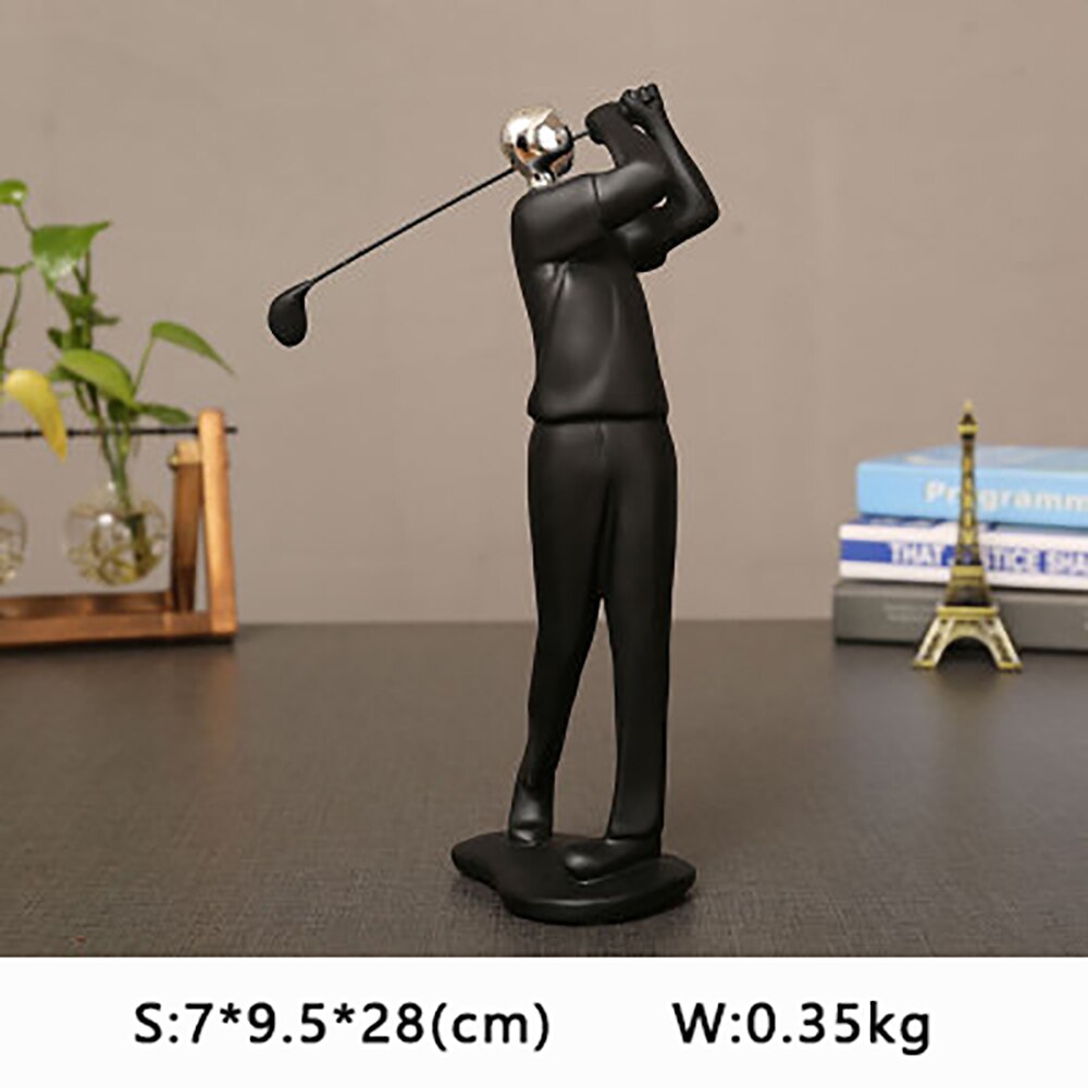 Harpiks sport mand golf cykel statue sorte figurer håndværk ornamenter enkel boligindretning vinskab dekorationer  d057: G