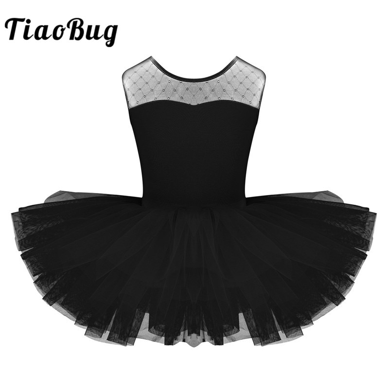 TiaoBug Schwarz Schwanensee Ballett Tutu Kleid Mädchen Professionelle Ballett Trikot Kleider Kinder Tanz Kostüm Leistung Kleidung