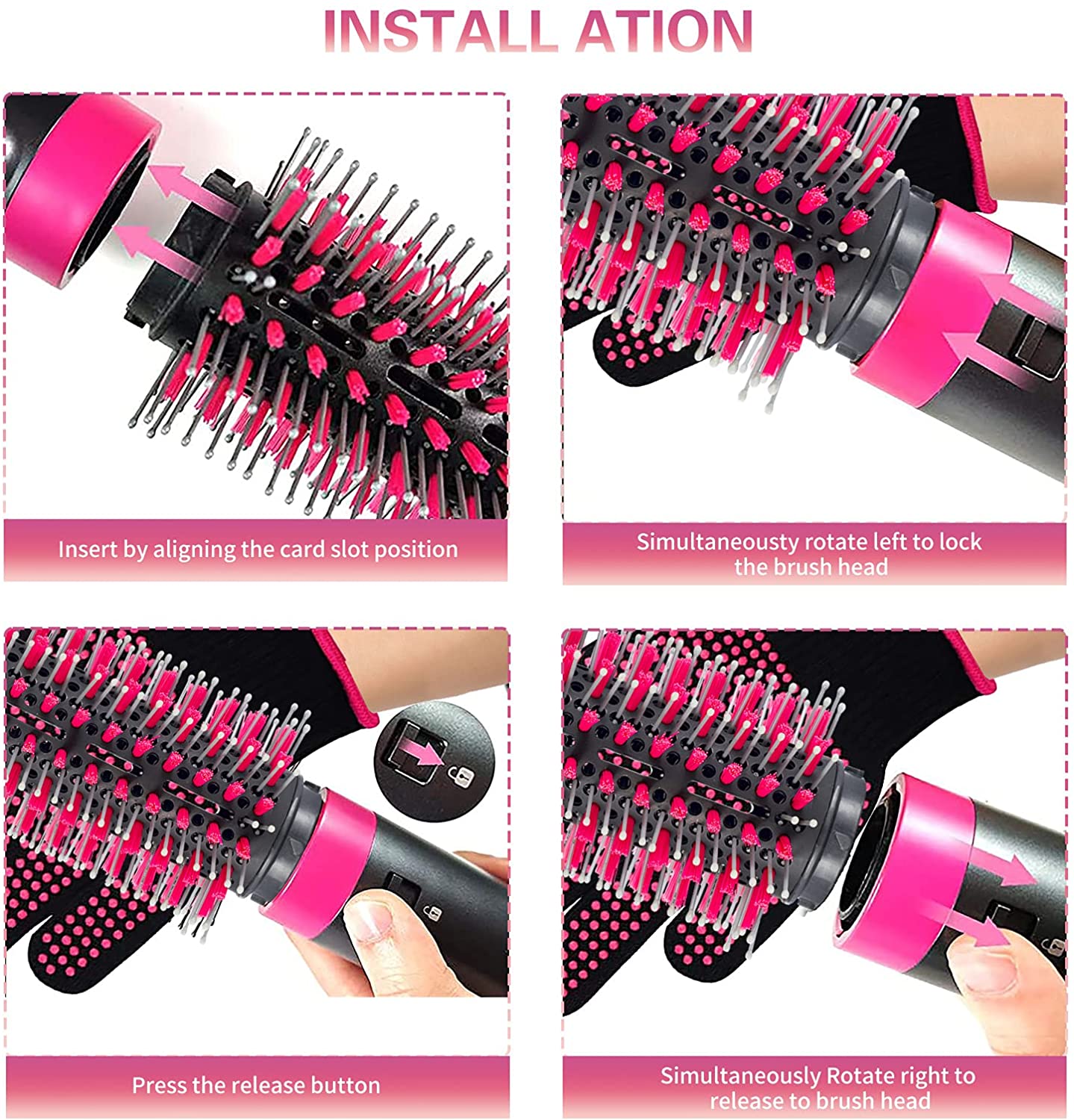 Negatywna szczotka do włosów Lonic szczotko-suszarka jednoetapowa suszarka do włosów na gorące powietrze elektryczna odpinana i wymienna szczotka fryzjer