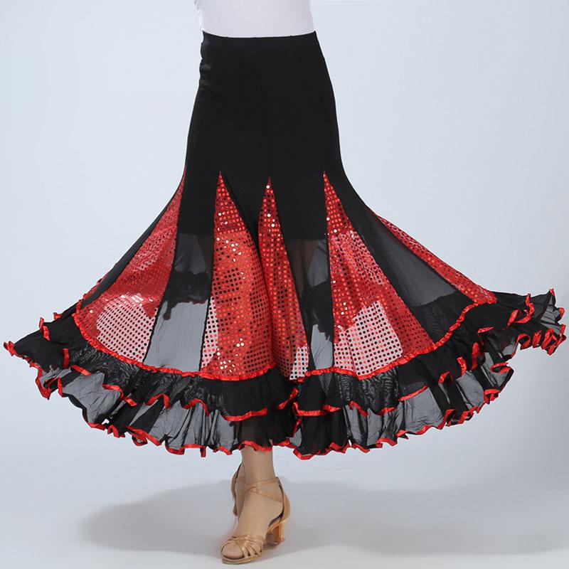 National Standard Dance Waltz Square Dancing Skirt Performance Modern Flamengo Ballet Ballroom Costumes: Red