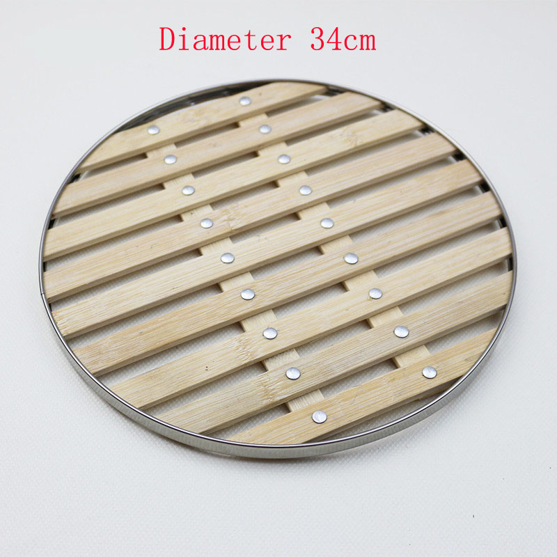 Thickened bamboo steamer with stainless steel steamer bread frame Dessert fish meat food steamer Dumpling Cooker Dim Sum Basket: 34cm