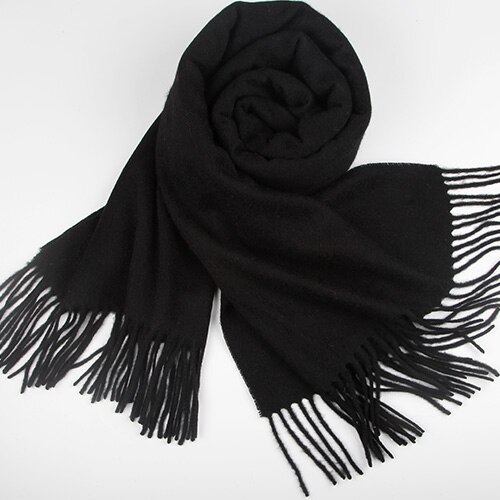 FURTALK 100% bufanda de lana de cordero para mujer Cachemira bufanda de lana Pashmina Bandana invierno otoño bufanda larga Mujer chales foulard femme: Black