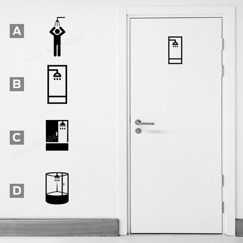 Bathroom Shower Head Wall Decals Shower Glass Door Stickers Art Wall Sticker Cute Waterproof Removable For Bathroom Decor LL1076