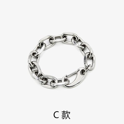 HUANZHI Silber Farbe Punk Armreif Klassische Hip Hop Harajuku Dicke Kette Dünne Doppel Anhänger Link Runde Armband Für Männer Schmuck: C