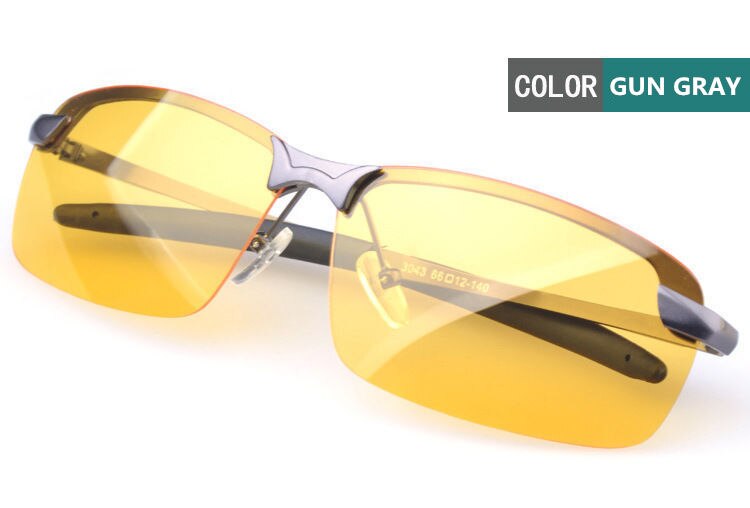 Yooske legering  uv400 mænds driver nattesyn beskyttelsesbriller solbriller kørsel mandlige kørsel solbriller til mænd antirefleks: Pistolgrå