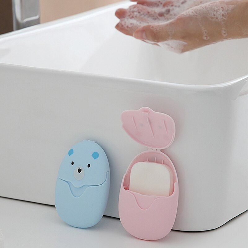 Papel de jabón en caja desechable para viaje, Mini jabón de papel aromático para lavado de manos y baño, 50 Uds.