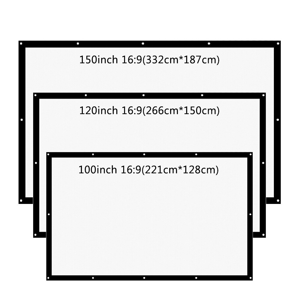 ThundeaL Projector Screen 100 120 150 Inch Canvas Anti-crease White Projection Screen Foldable 16:9 LED DLP Porjector Curtain