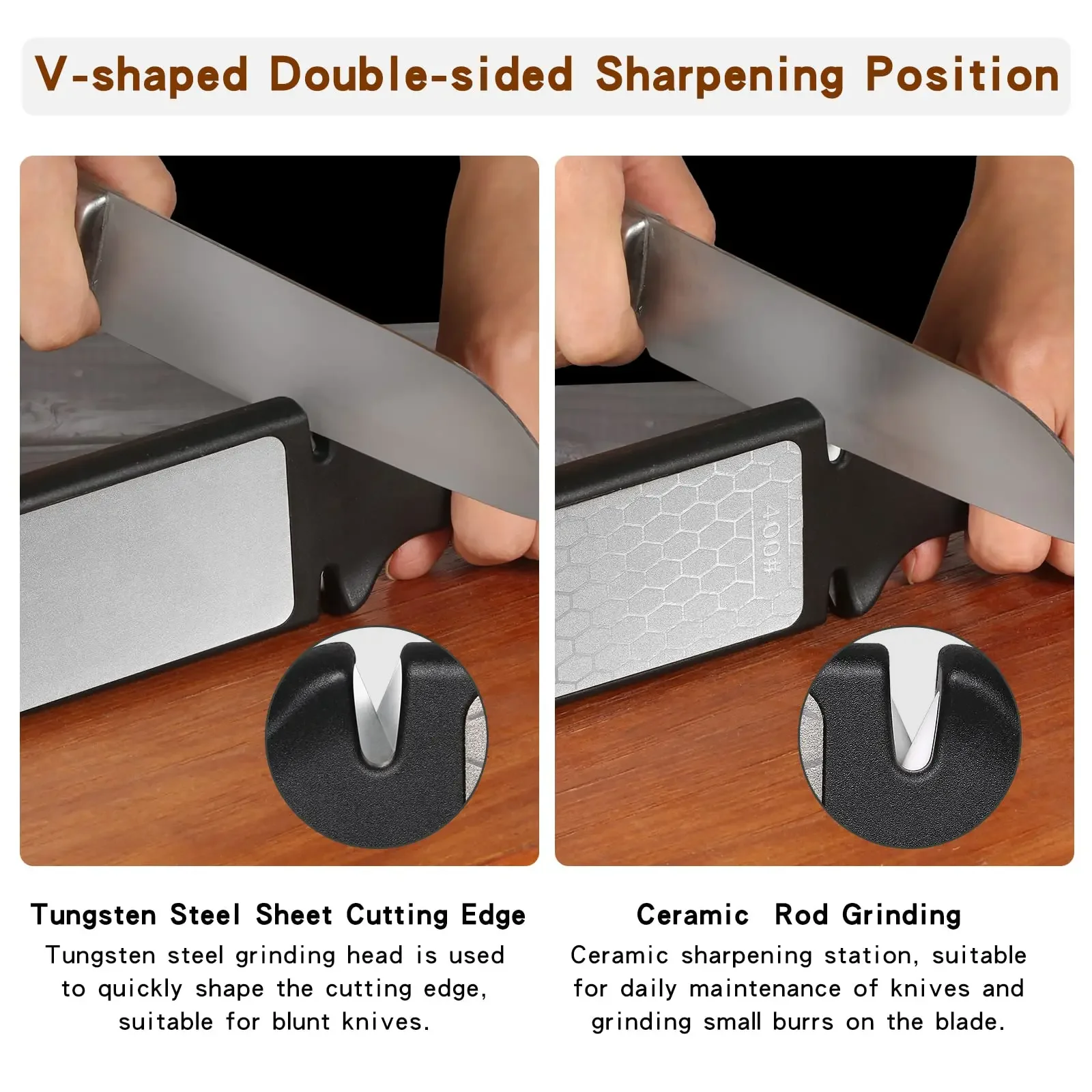 Double Sided Knife Sharpene 1pc Household Kitchen Knife Handheld 5 in1 Knife Sharpener Multifunctional Tools Household VIE LENTE