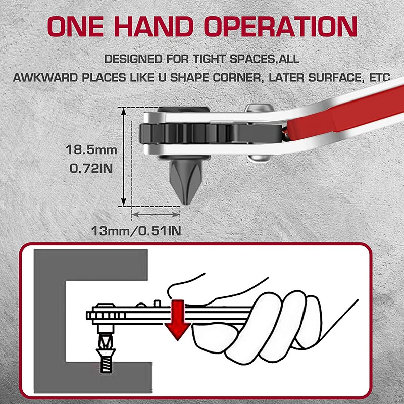 Elbow Head Mini Ratchet Wrench Screwdriver Set 90 Degree Offset Screwdriver Handle 1/4 Inch Drive Right Angle Torque Wrench