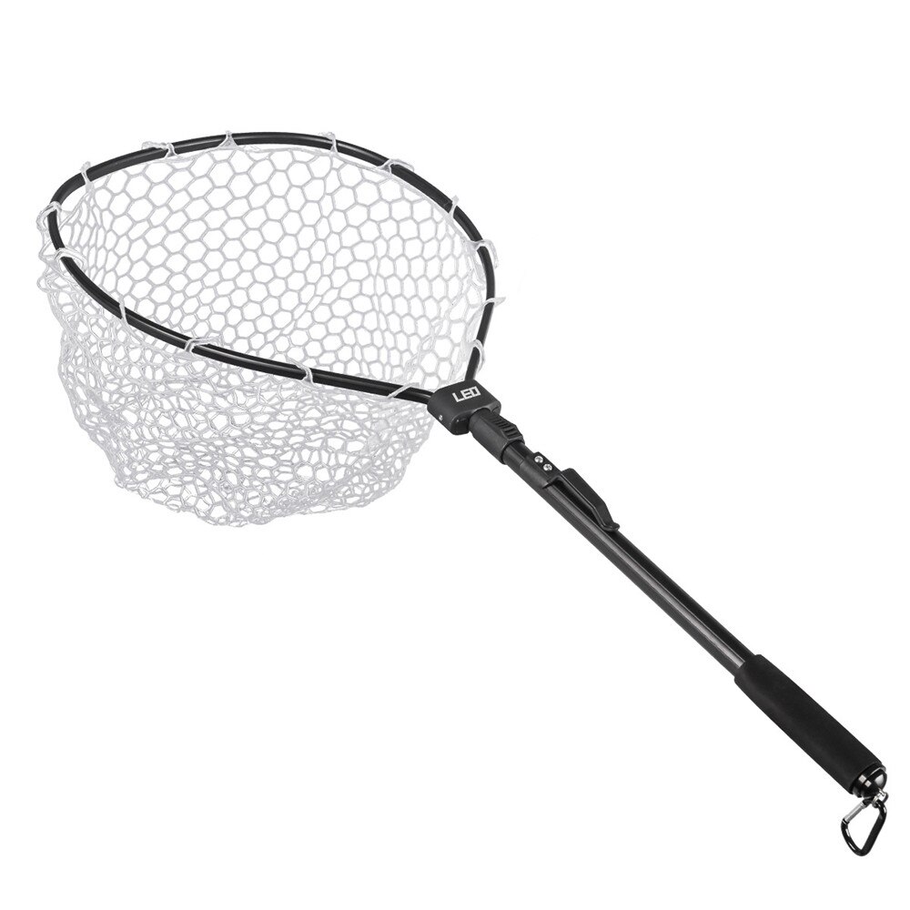 Foldable Triangle Fishing Landing Net 85cm Aluminum Alloy Telescopic Folding Retractable Handle Pole 26cm Depth Rubber Dip Net: Default Title