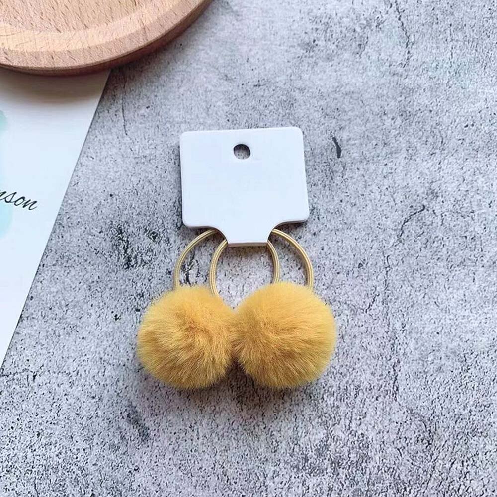 2 sztuk/zestaw dziewczyny królik futrzana kulka gumki robić włosów zima nowe akcesoria robić włosów 3cm dla dzieci dziewczyny Pom pompon elastyczne gumki robić włosów Scrunch