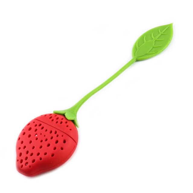 1 stk silikon jordbær te infusjon tepose vannkoker løs te blad sil kuleholder urte krydder filter te tekanne verktøy 7d: En