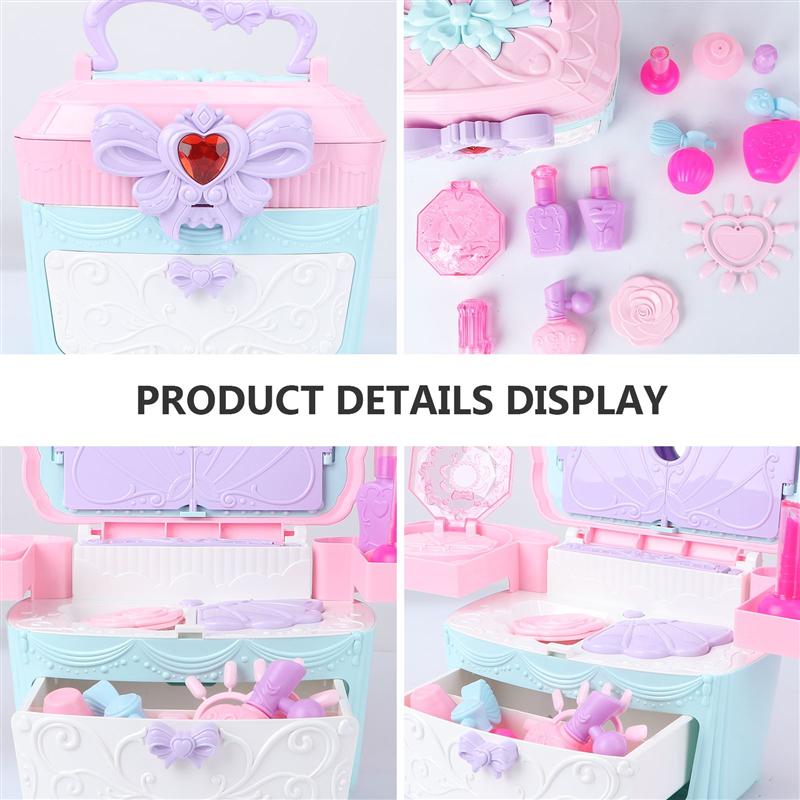 1 Set Simulation Cosmetic Box Makeup Box Toy Girl'S Handheld Suitcase Plaything Pretend Play Beauty & Toys With Music