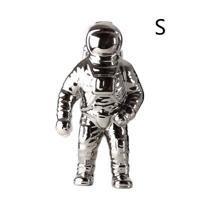 florero de cerámica escultura astronauta robot cohete hombre espacial estatua cosmonógrafo decoración del hogar para decoración de mesa artesanal: Silver S