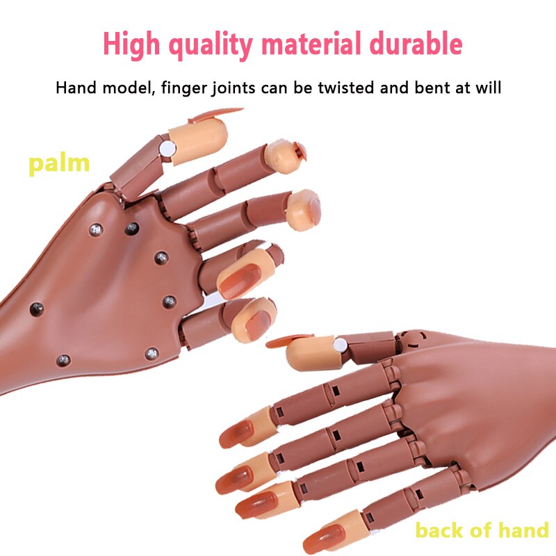 Main artificielle pour entraînement de manucure, outil ongulaire, support flexible et réglable, mannequin pour formation nail-art, fourniture mobile, avec 100 pièces de faux-ongles