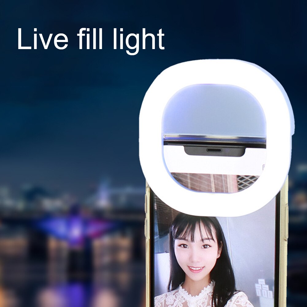 Selfie FÜHRTE Quadratische Ring-Telefon Tragbare LED praktisch Licht Clip Lampe Für iPhone Telefon objektiv Füllen licht