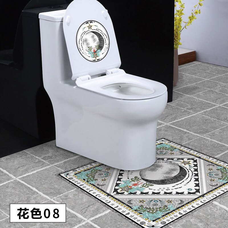 3 st / uppsättning toile klistermärke wc piedestal pan täcke klistermärke toalett pall kommode klistermärke hem badroon dekor 3d tryckt blomma tjockare: G