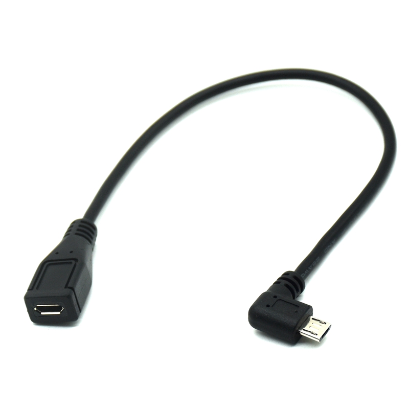 Micro Usb 2.0 5Pin Man-vrouw Uitbreiding Connector Adapter Plug Connector 90 Graden Rechts &amp; Links &amp; Up &amp; Down Schuine 25Cm: Left