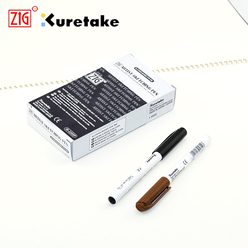 ZIG Markers Artist Sketching Pen Kuretake Brush Pen 0.6mm Alcohol based Permanent Ink Black Brown Japan