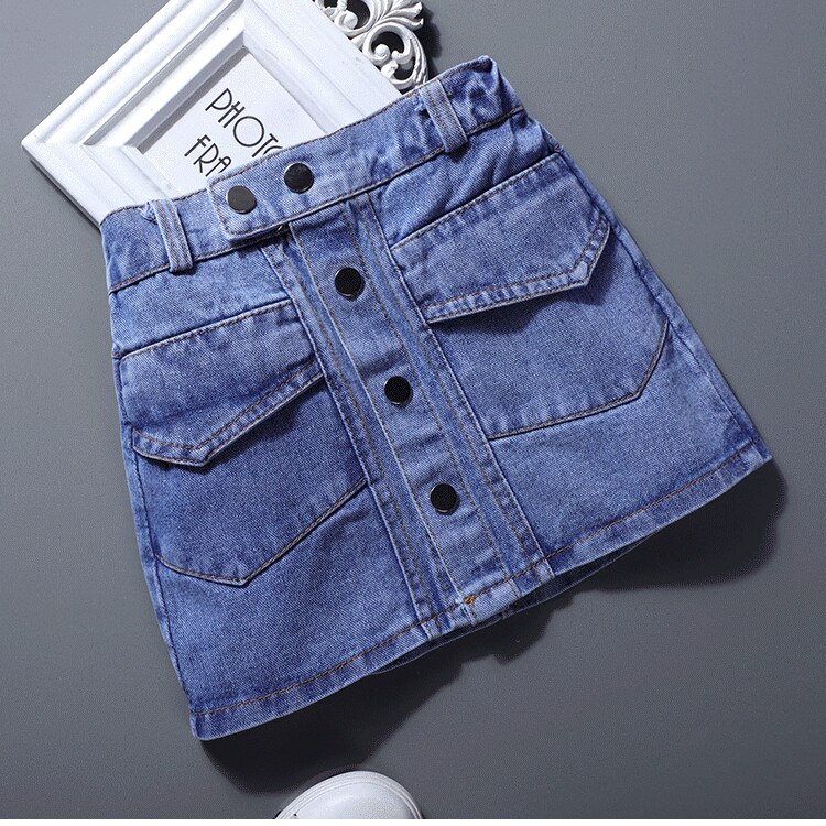 Jupes courtes en Denim pour filles, jupes à bretelles pour enfants,