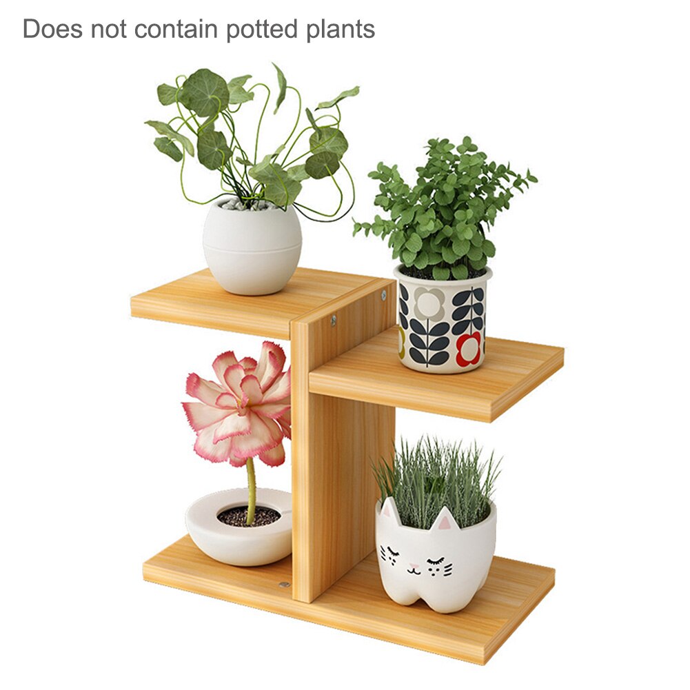 Houten Plant Stand 4 Tier Verticale Plank Bloem Display Rack Thuis Outdoor Bloempot Houder Voor Tuin Patio Balkon Slaapkamer: wood color