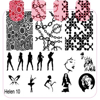 Fyrkantiga spik mallar tallrik blomma tårta flicka geometri fordon stämpling mall manikyr stämpel bild plåt: Helen 10
