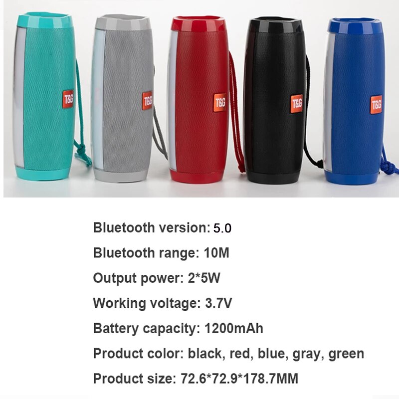 YABA Powerful Portable Speakers Bluetooth Speaker Column Wireless Speaker with LED Night Light TF FM Radio Boombox Built-in Mic