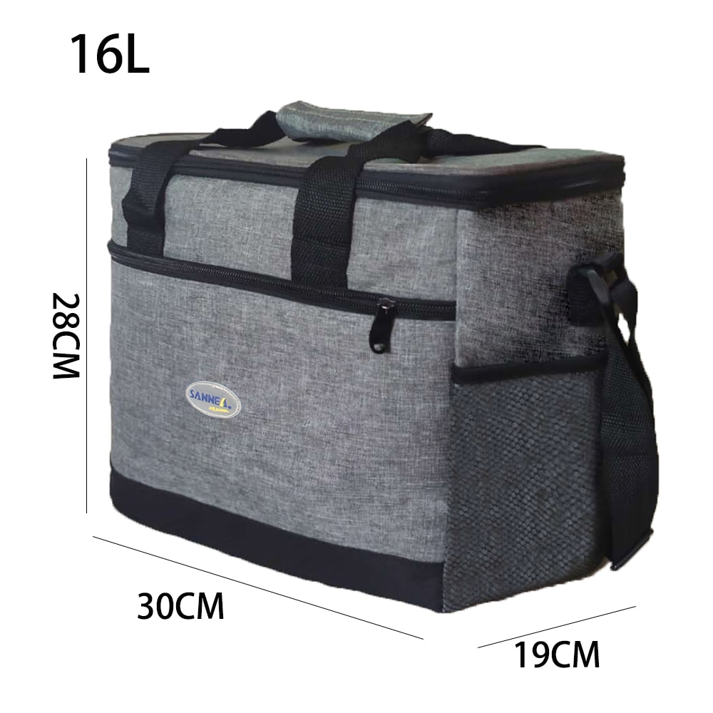 SANNE 16L Big Capacity Thermal Picnic Tote Food Storage Cooler Bag for Family Insulated Ice Cooler Bags for Women Men Outdoors: Gray