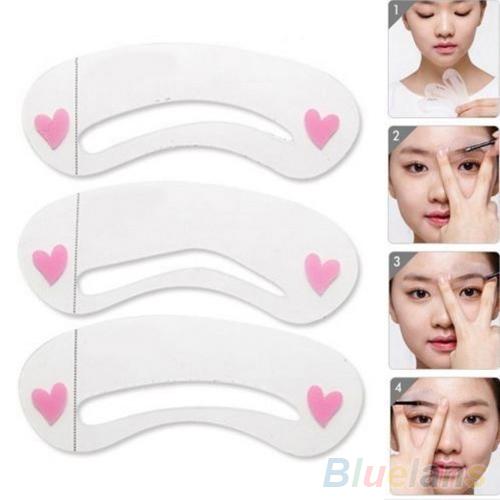 Vrouwen Professionele te Gebruiken 3 Pcs/1 Set Duurzaam Wenkbrauw Assistent Template Tekening Kaart Brow Make Up stencil