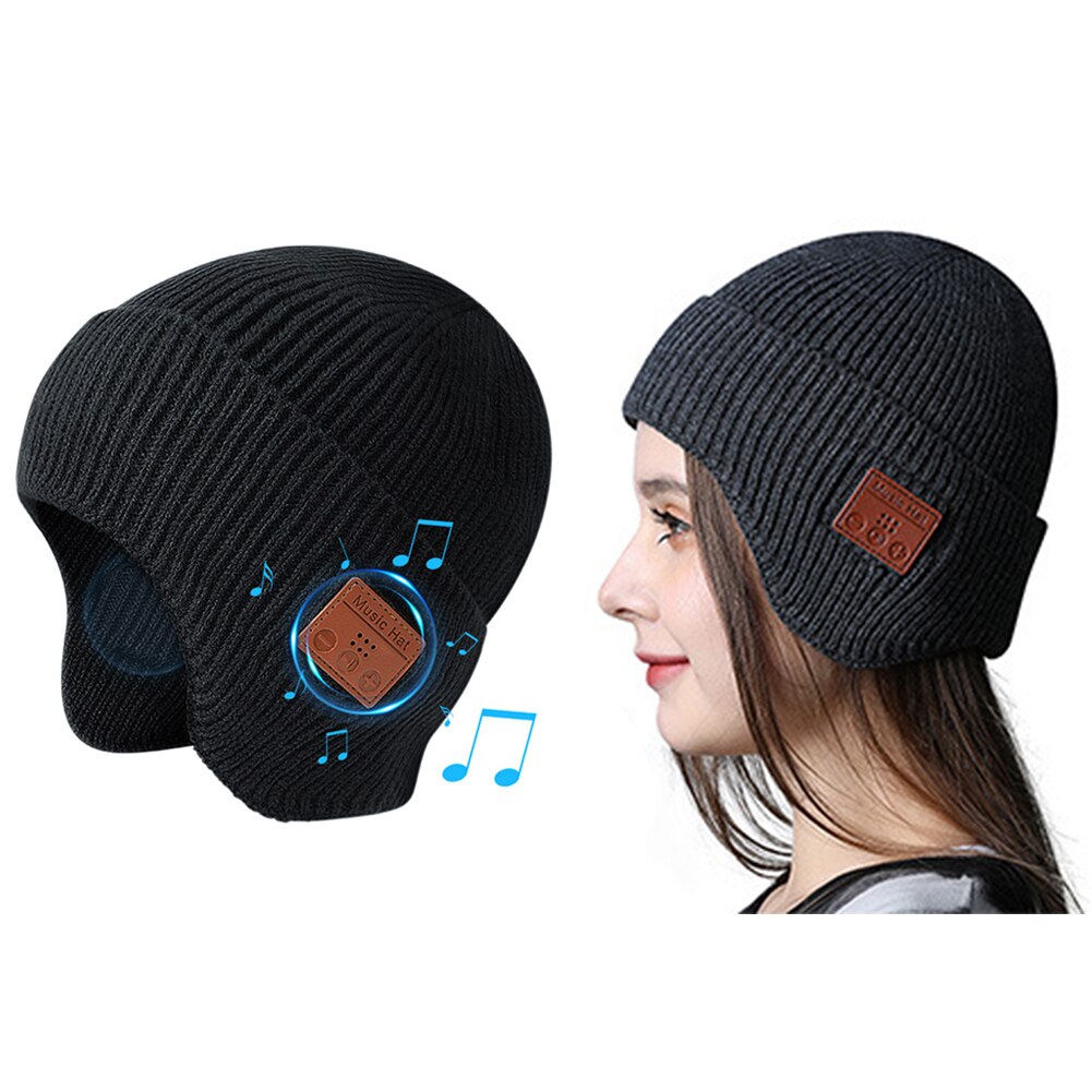 Gorro Unisex con tapa para cubrir las orejas, auriculares inalámbricos con micrófono, extraíble, Compatible con Bluetooth 5,0, sombrero de música