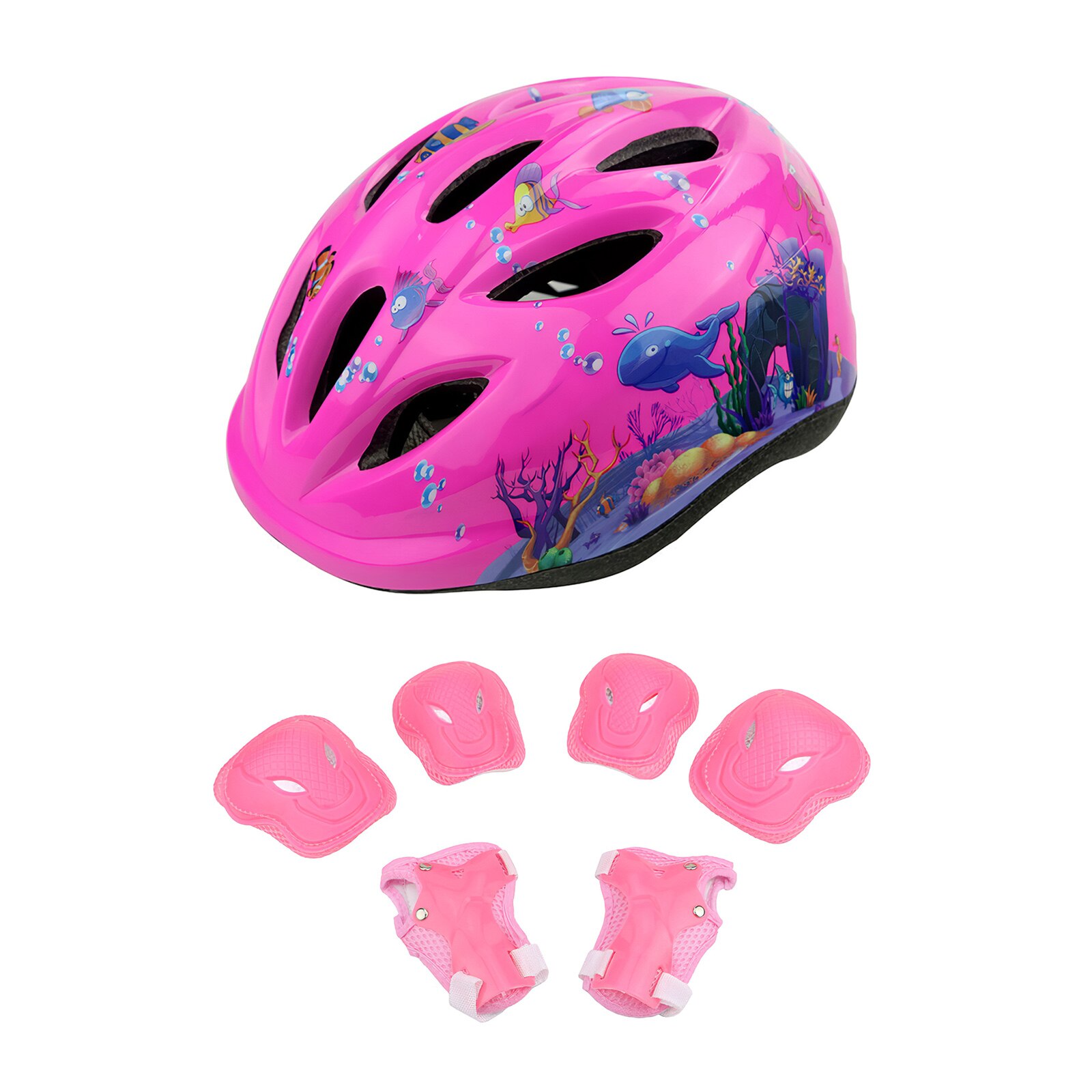 7 Stks/set Kids Jongen Meisje Veiligheid Helm Knie Elleboog Pad Sets Kinderen Fietsen Skate Fiets Helm Bescherming Veiligheid Bescherming Gear: pink