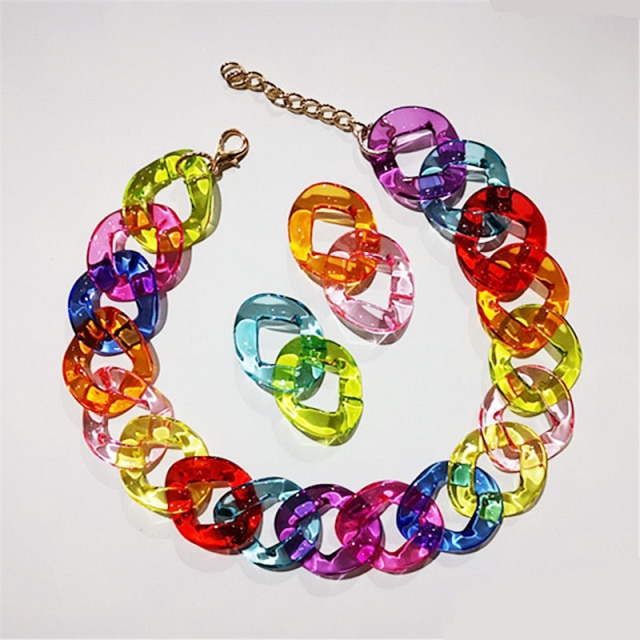 Fishsheep Transparant Acryl Ketting Grote Ketting Voor Vrouwen Kleurrijke Clear Choker Kraag Ketting Mode-sieraden: mixed color