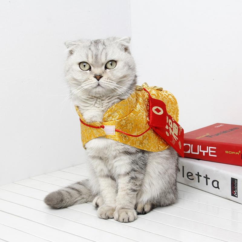 Pet Cat Dog Chinese Style Clothes Spring Festival Cape Neck Red Envelope Christmas Day Year Collar Bow Tie Costume Products