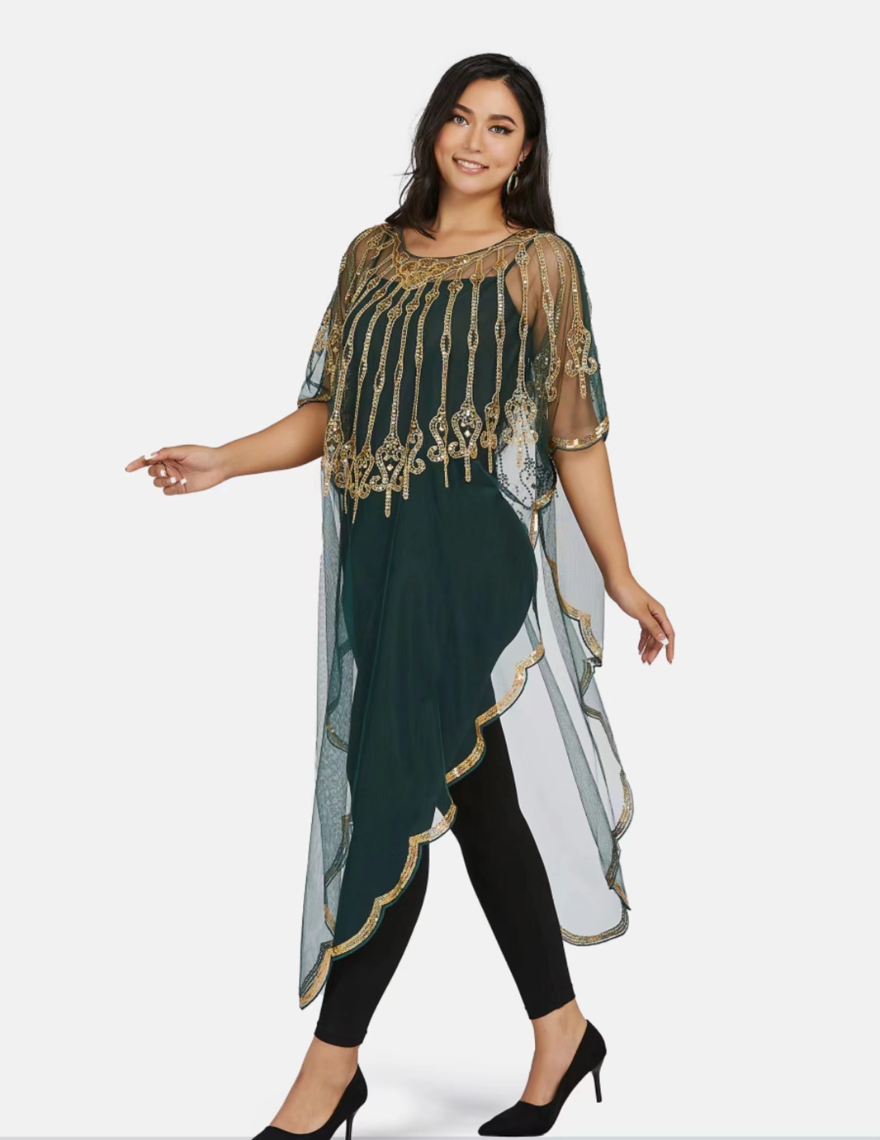 Vestido de cardigã de lantejoulas em gaze feminina, roupas de festa, entrega gratuita, vermelho, verde, azul, preto, moda, novo