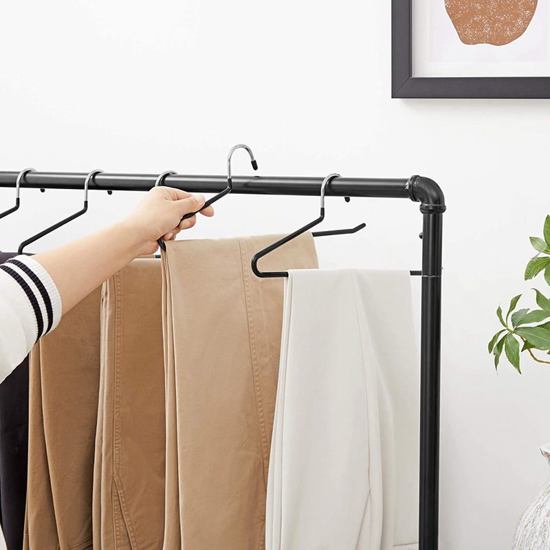 Metal Coat Hangers, 20 Pieces, Trouser Hangers, Made of ø 5 mm Wire, Coated with Pvc Plastic, Non-Slip, 35cm, Black