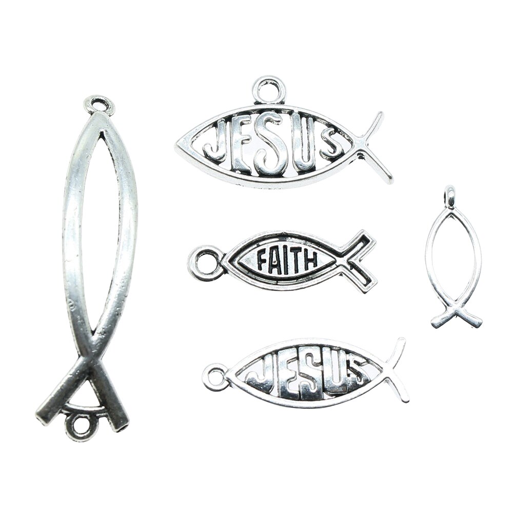 20 st jesus fisk berlocker antika silver färg jesus fisk berlocker hängen för armband kristna fisk berlocker gör smycken