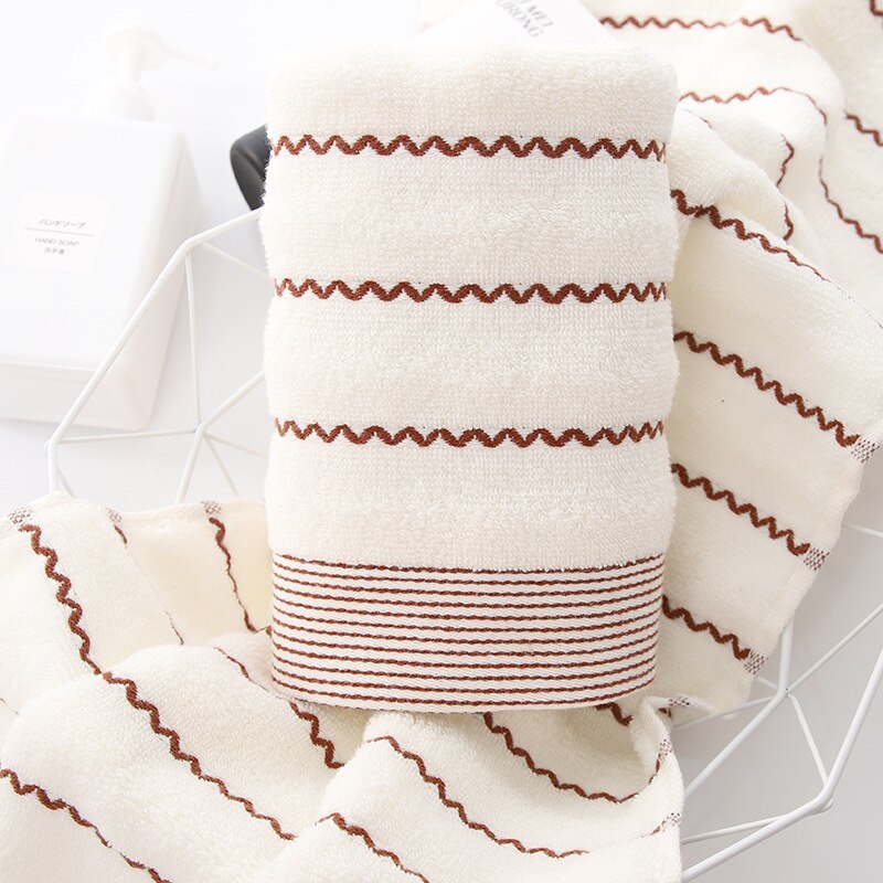 Japanse Stijl Wave Gezicht Handdoek, Puur Katoen Huishoudelijke Zachte En Dikke Badhanddoek, absorberende Voor Mannen En Vrouwen Zonder Lint: Creamy-white / Towel 35X75cm