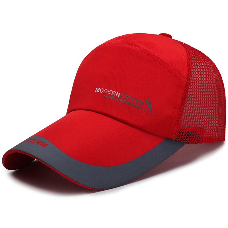 Men Women Golf Sunshade Breathable Baseball Mesh Hat Sport Quick-drying Sunscreen Cap Hip-Hop Adjustable Canvas Fishing Hat P14: A Red