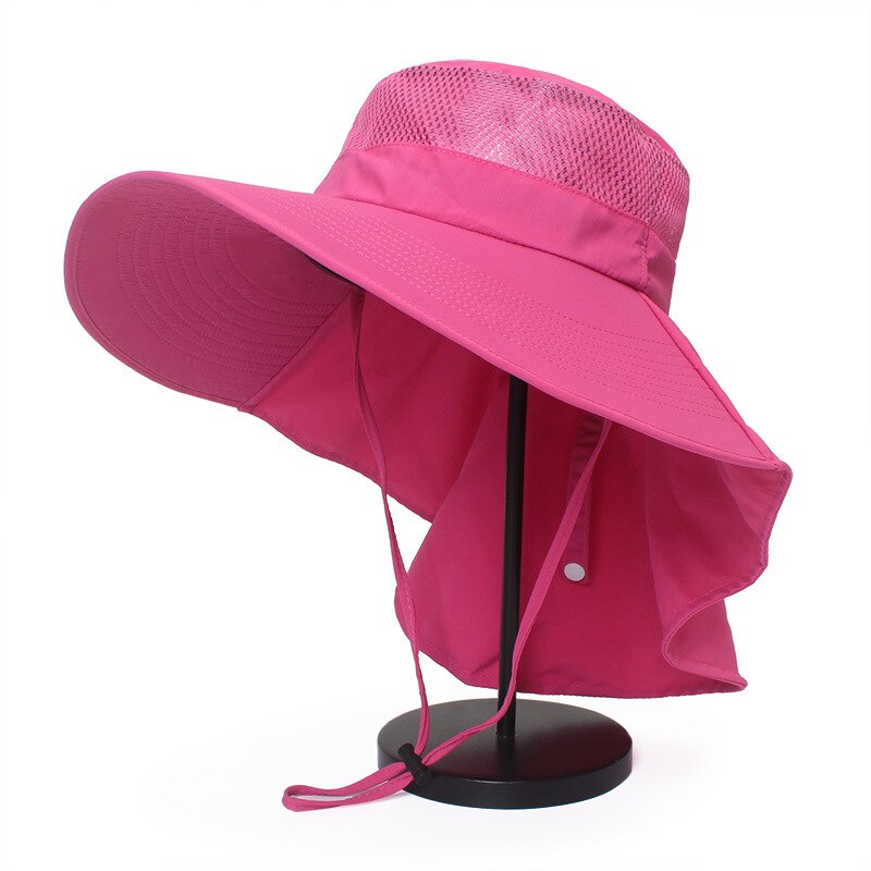 CAMOLAND Mens Summer Bucket Hat Women Boonie Hat With Neck Flap Outdoor Hiking Fishing Hats UV Protection Cap Mesh Breathable: Pink