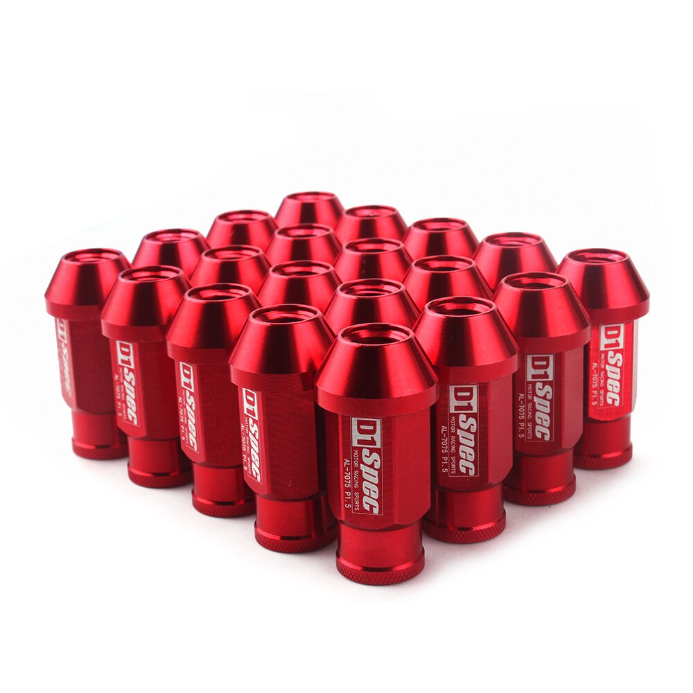 Spec Racing Aluminium legierung Rad Lug Muttern Schraube M12x1.5/1,25 Länge 50mm/40mm für 95% autos 20 teile/los: red / D1-M12x1.25--50MM