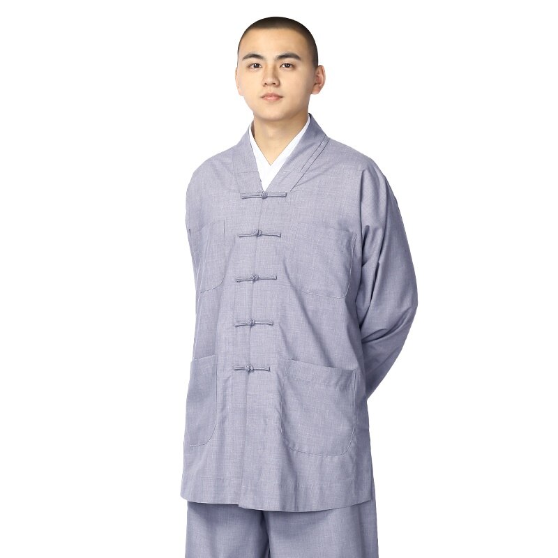 Buddhist monk robes clothing costume male shaolin monk meditation clothes mala shaolin monk robes clothing TA525: 4 / L