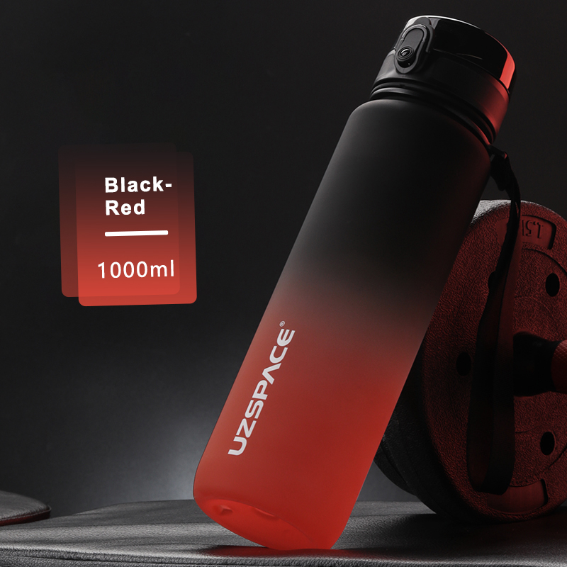 UZSPACE Water Bottle BPA Free Plastic Water Bottle with Carabiner Leakproof Sports Bottle for Gym Fitness 32Oz/1000ml: Chocolate