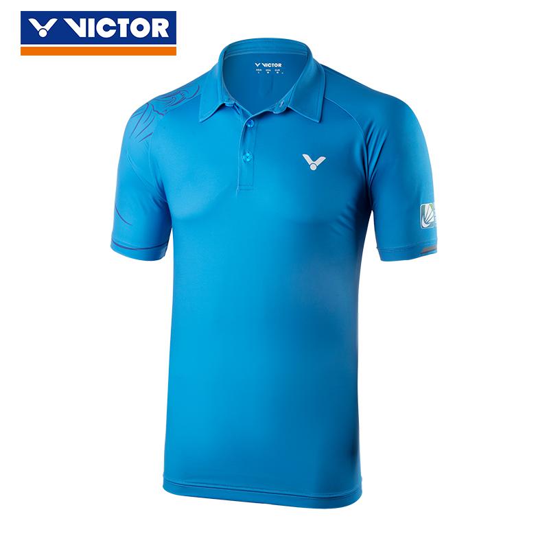 Victor Men Badminton T Shirts 100% Polyester Quick Dry Sportswear For China Open Clothes 80081: M / Blue