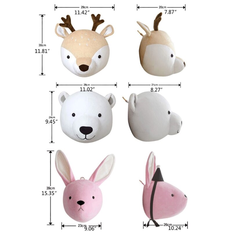 Kinderkamer Decoratie 3D Dierenkoppen Muur Opknoping Decor Voor Kinderen Kamer Kinderkamer Decoratie Zachte Installeren