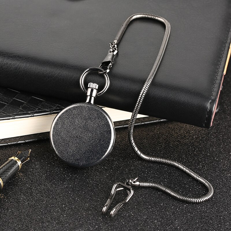 Quartz Pocket Watch Black Numerals Time Read With 30cm Chain No Cover Men Watches Clock