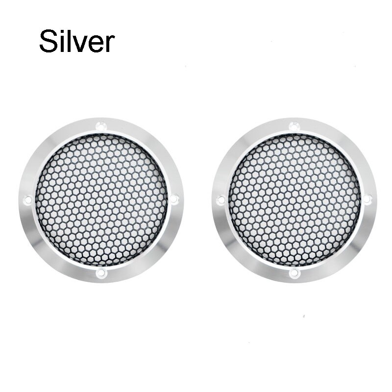 2 STUKS 3.5 "Auto Speakers Aluminium Mesh Cover 3.5 Inch Midrange Speaker Grill Aluminium Speakers Cover Metalen Bescherming Beschermende: Zilver