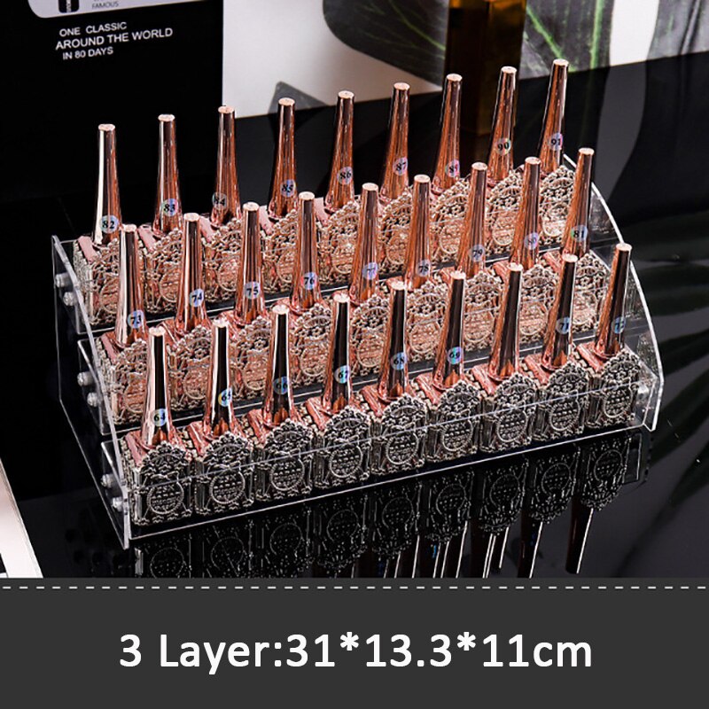2-7 lags neglelak organizer akryl neglelak display stativ kosmetisk læbestift opbevaringsboks manicure værktøj opbevaringsboks: 3 lag