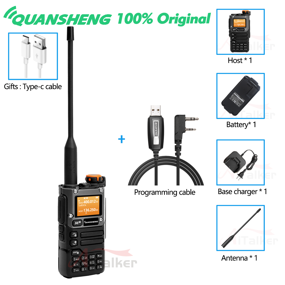 Quansheng Receiver UV K5 (8) Walkie Talkie Portable Am Fm Two Way Radio Commutator Station Amateur Ham Wireless Set Long Range: Red / UK