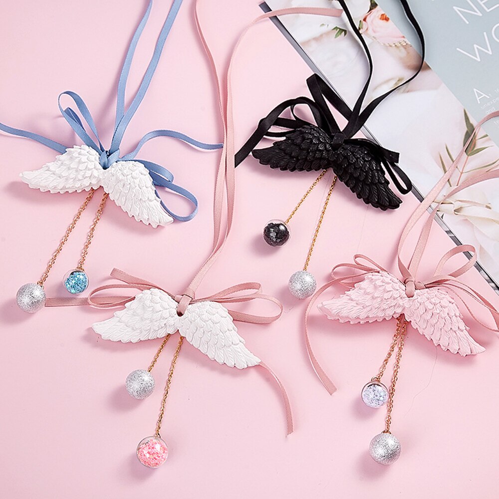 Car Pendant Angel Wings Automobile Rearview Mirror Decoration Ornaments Gypsum Wings Aromatherapy Air Freshener Car Accessories